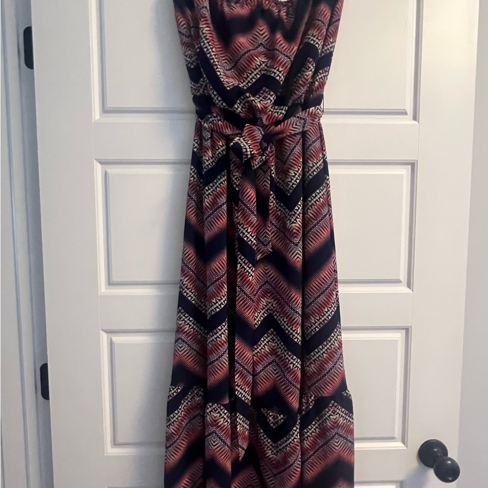 Aqua Pink and Blue Halter Maxi Sundress